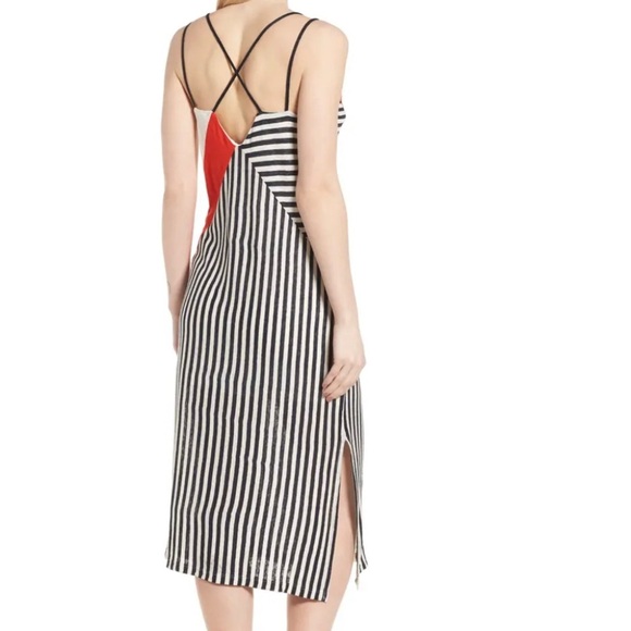 Splendid x Margherita Positano Linen Slipdress Asymmetrical Black White Summer - Picture 5 of 8